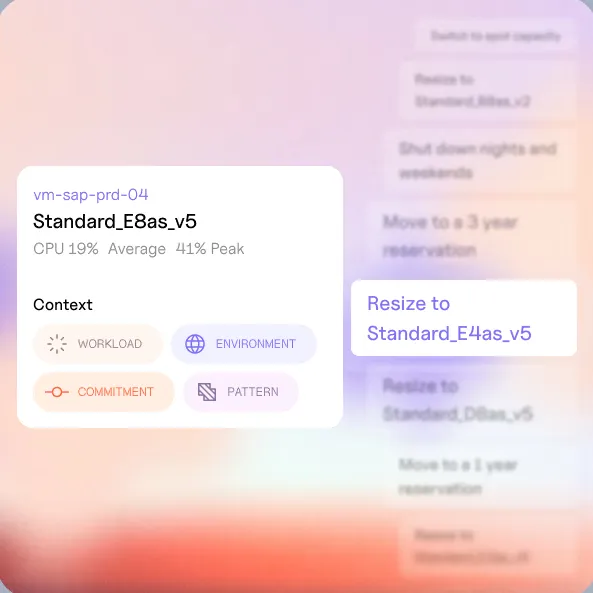 Workload context narrowing eight options down to one recommendation